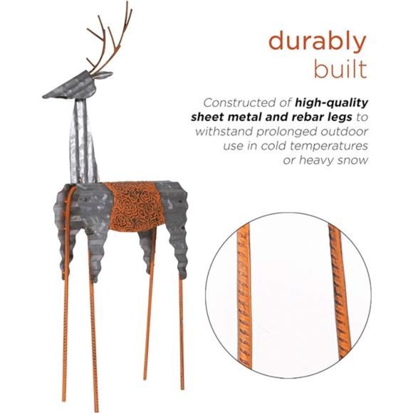 Alpine Sheet Metal Reindeer, Outdoor Festive Decoration 30 - Picture 4 of 6